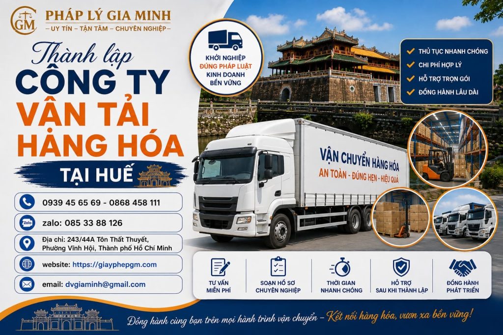 Thành lập công ty vận tải hàng hóa tại Huế
