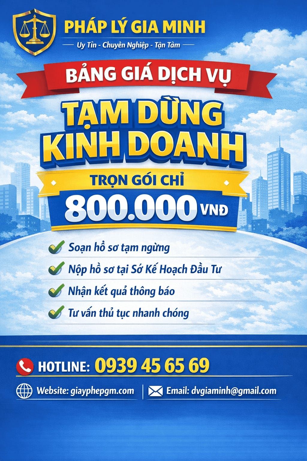 dịch vụ tạm ngừng kinh doanh