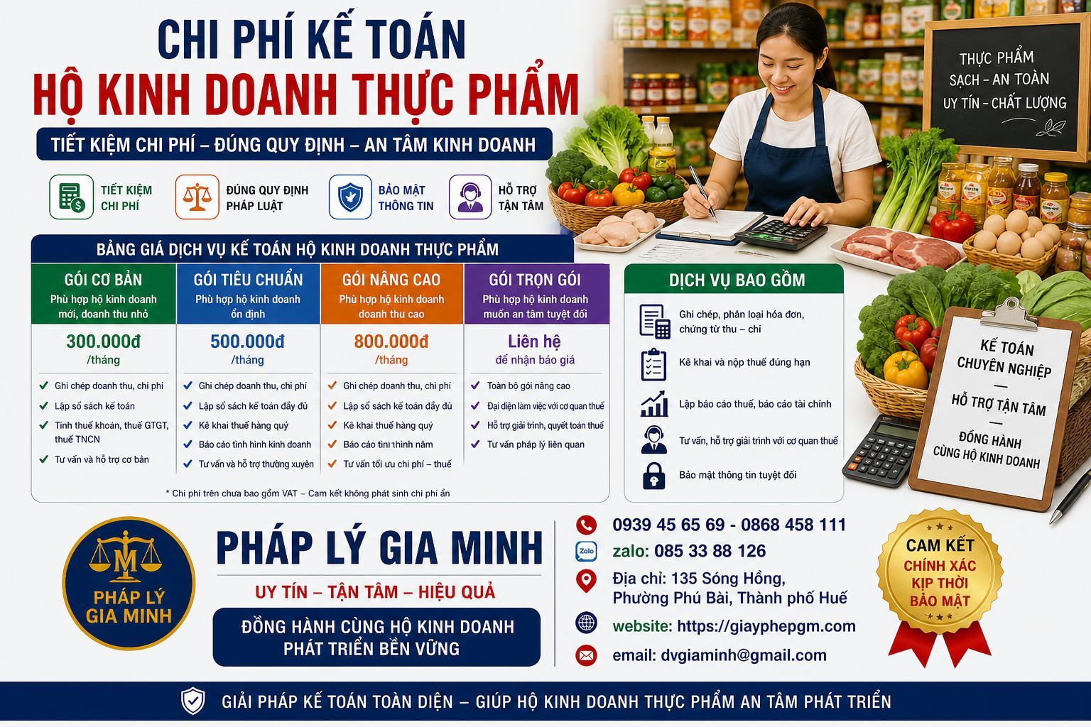 Chi phí kế toán hộ kinh doanh thực phẩm