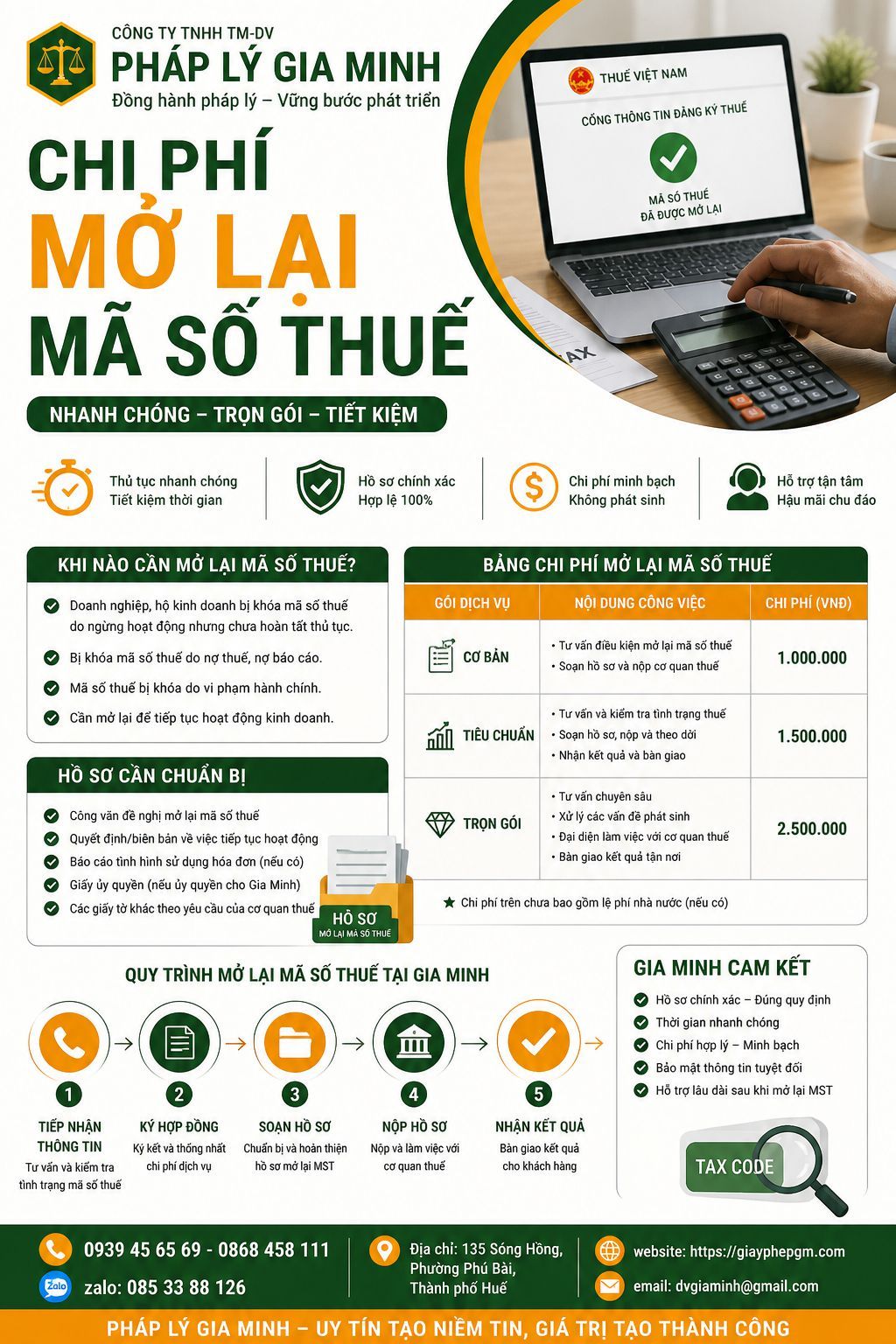 Chi phí mở lại mã số thuế