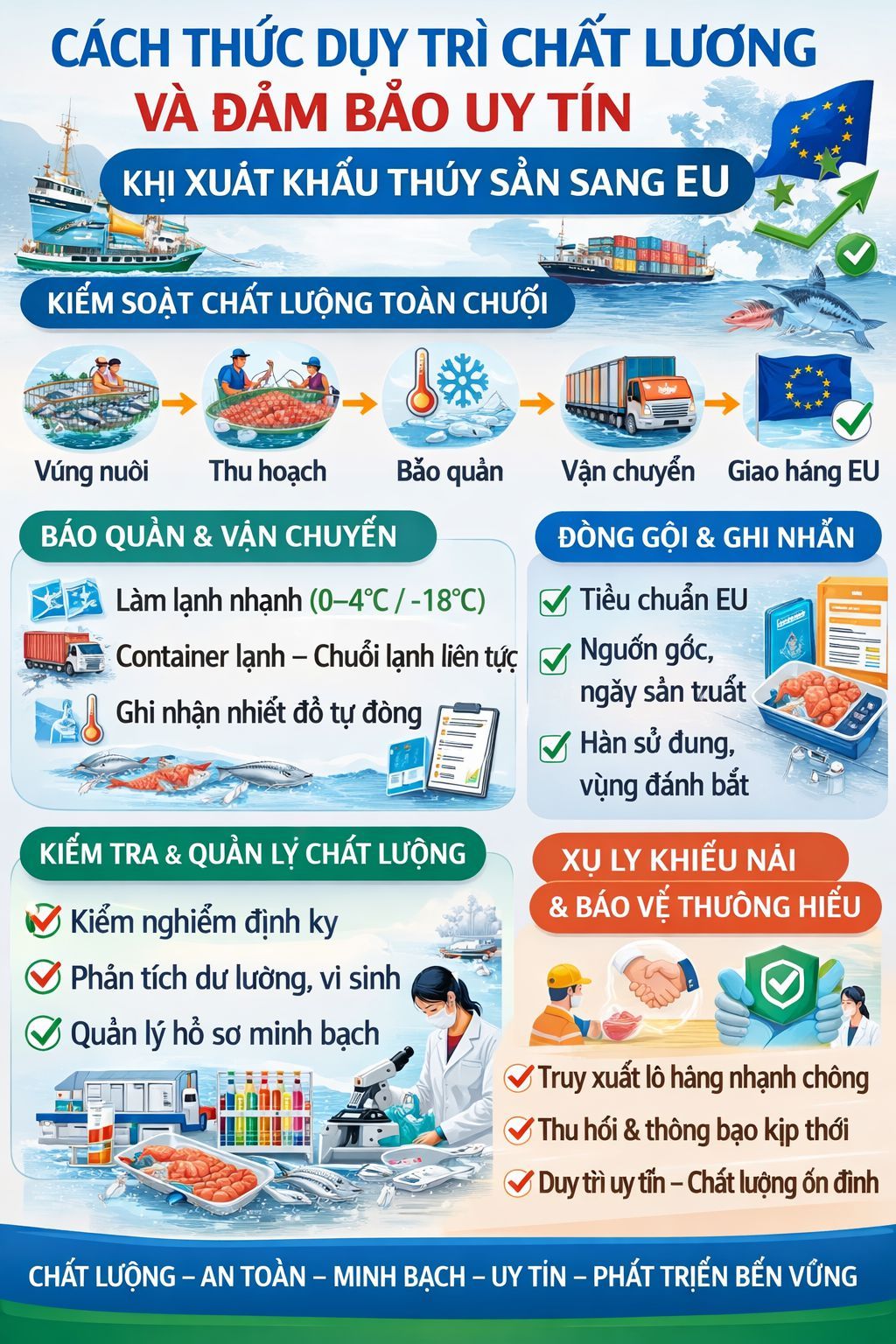 Chứng nhận kiểm định chất lượng thủy sản xuất khẩu sang EU