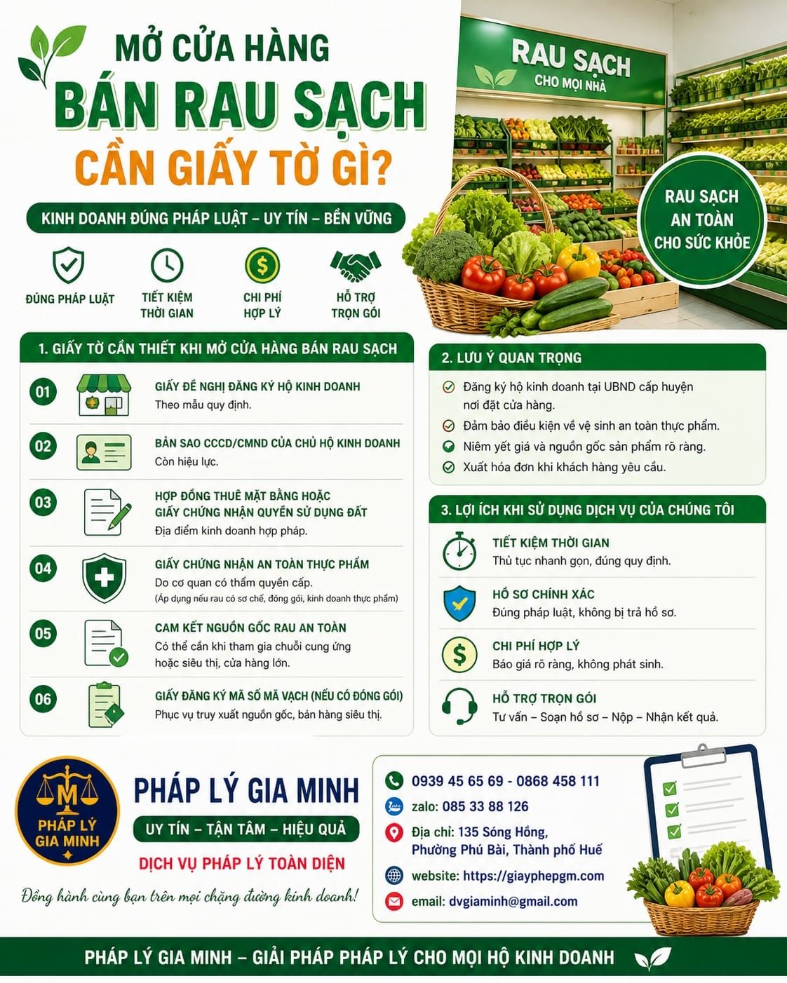 Mở cửa hàng bán rau sạch cần giấy tờ gì