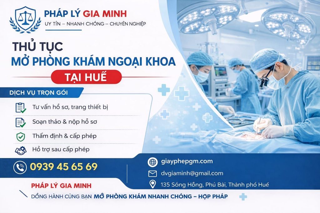 chi phí dịch vụ làm giấy phép phòng khám mắt tại huế