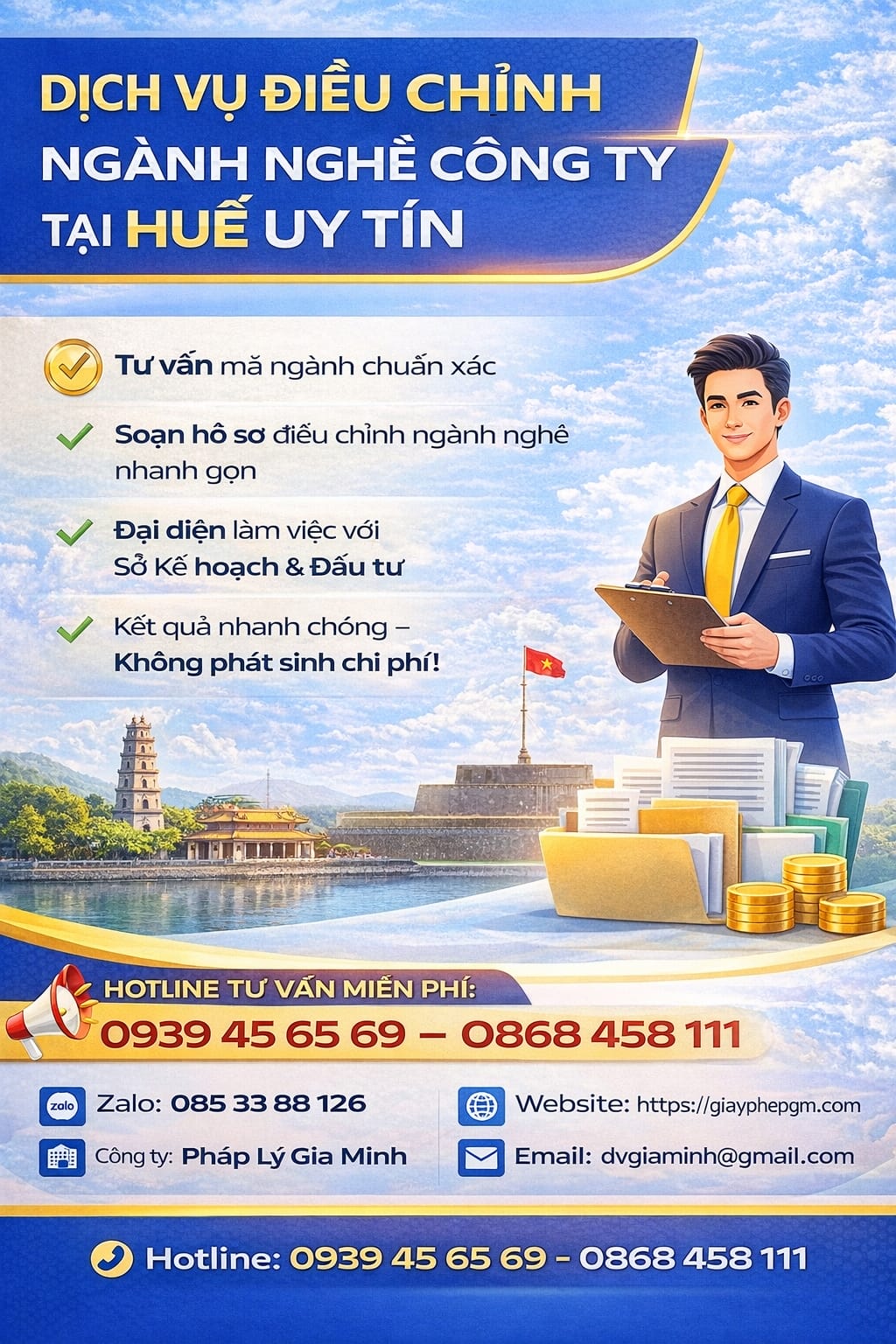 dịch vụ điều chỉnh ngành nghề công ty tại huế uy tín