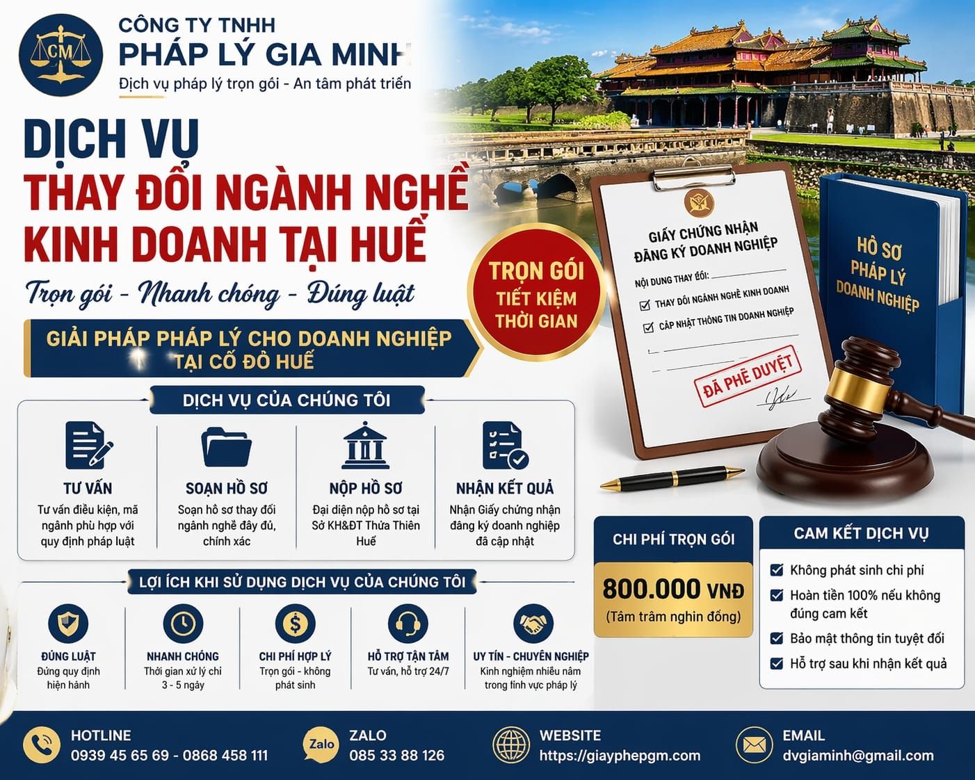 Điều chỉnh ngành nghề kinh doanh công ty tại Huế uy tín