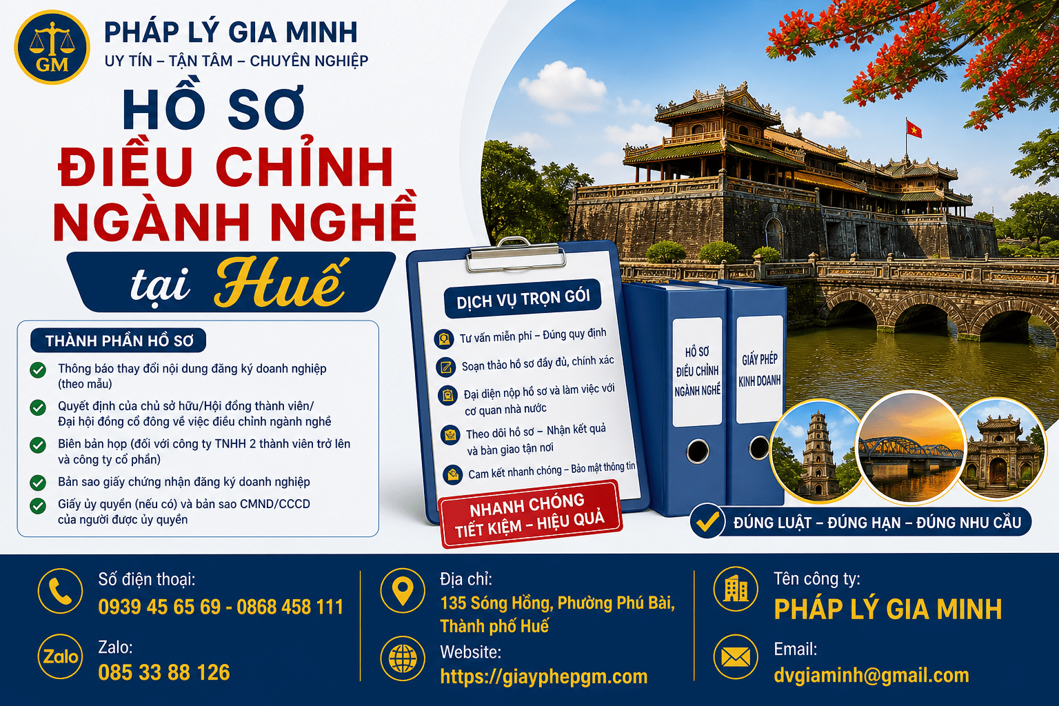 Hồ sơ điều chỉnh ngành nghề tại Huế