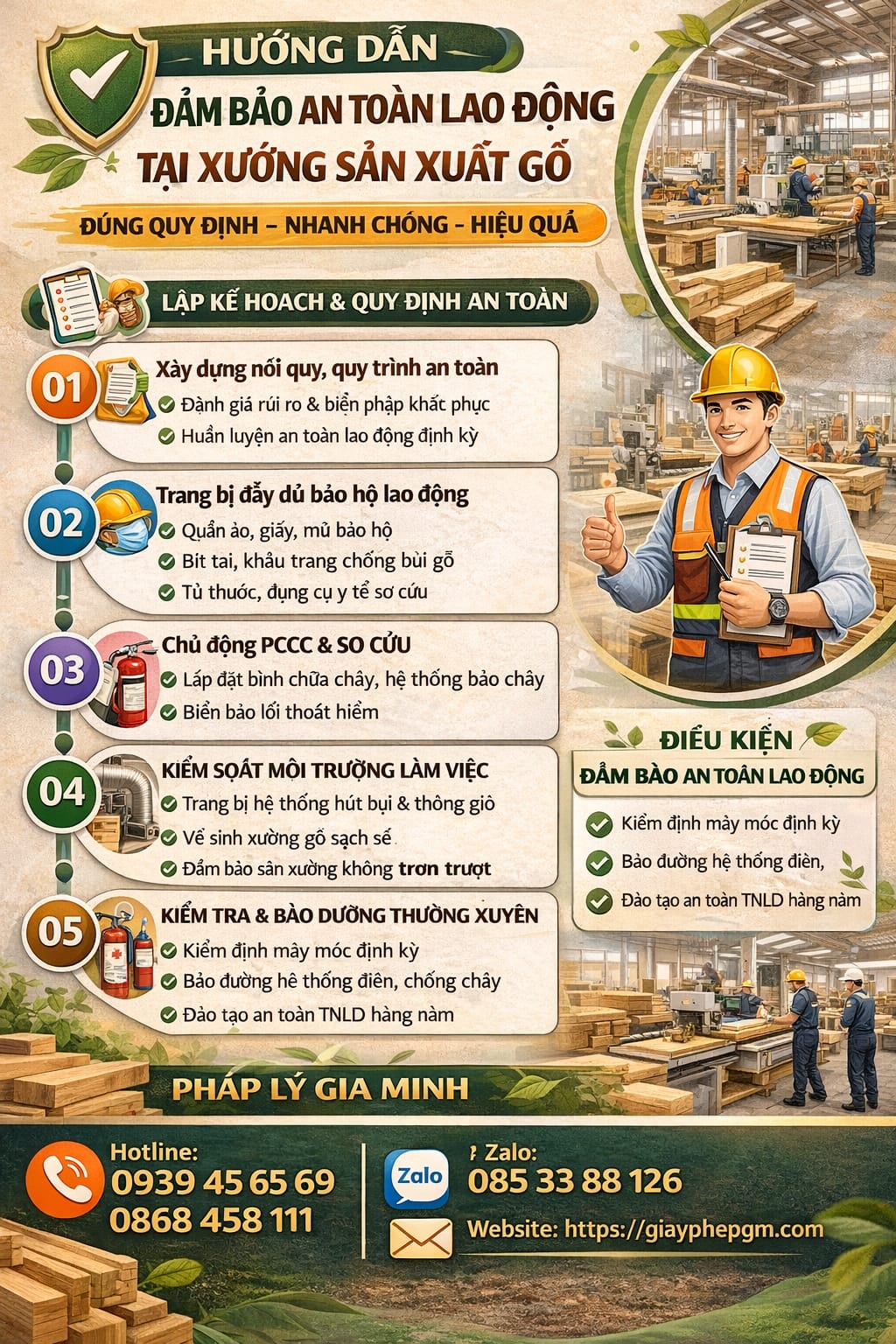 Hướng dẫn đảm bảo an toàn lao động tại xưởng sản xuất gỗ