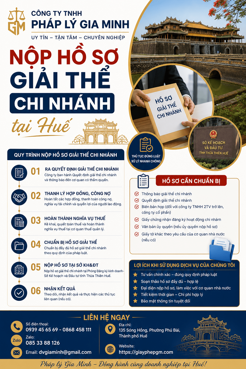 Nộp hồ sơ giải thể chi nhánh tại Huế