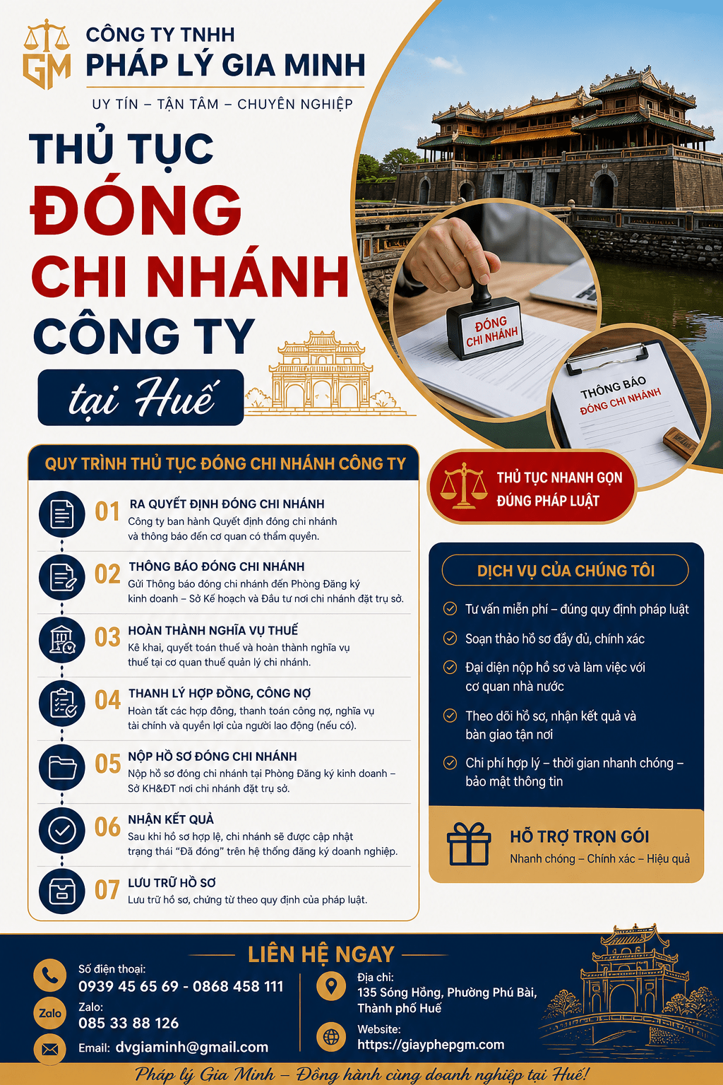 Thủ tục đóng chi nhánh công ty tại Huế