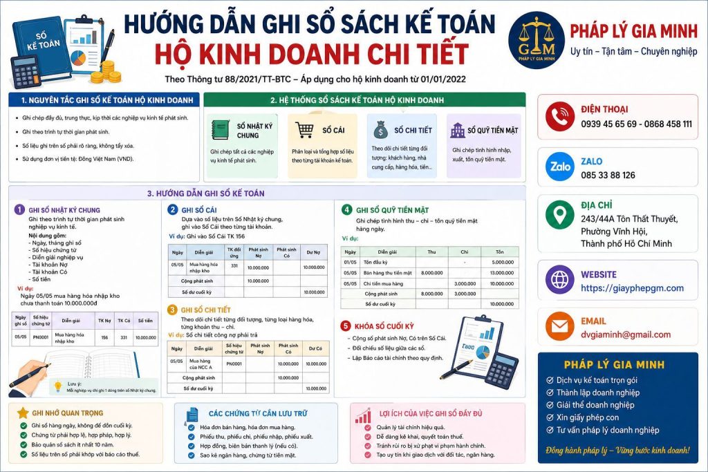Hướng dẫn ghi sổ sách kế toán hộ kinh doanh