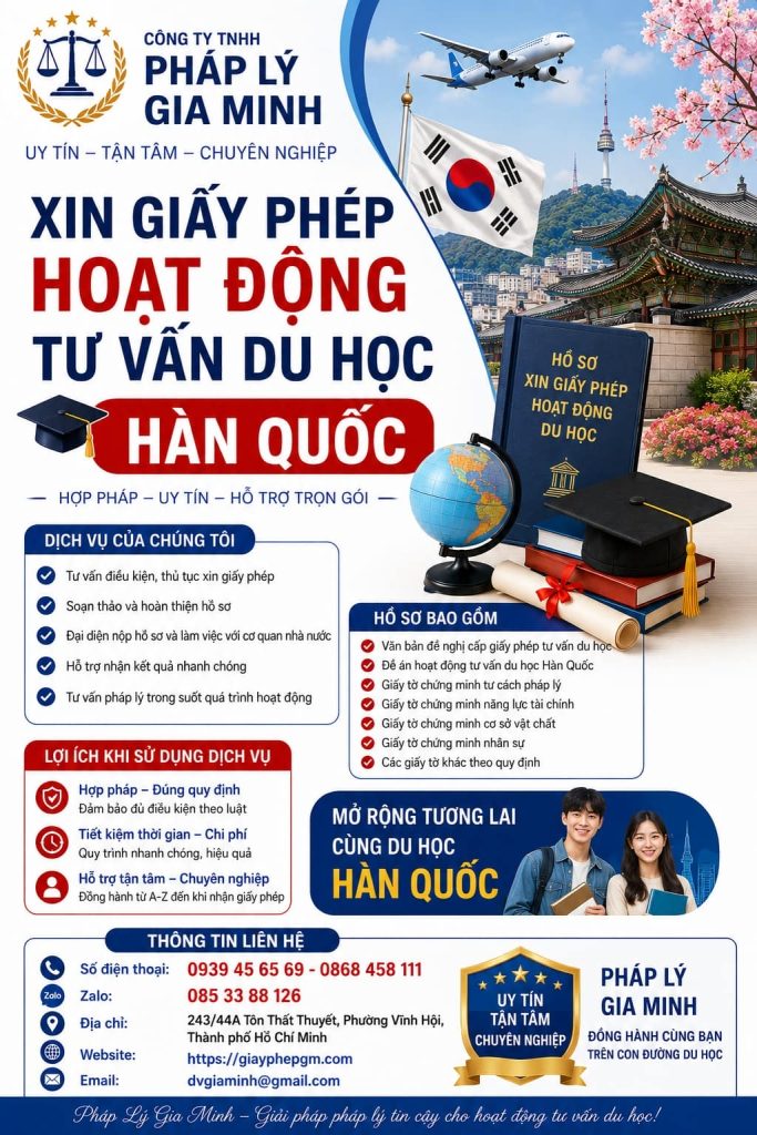 Xin giấy phép hoạt động du học Hàn Quốc
