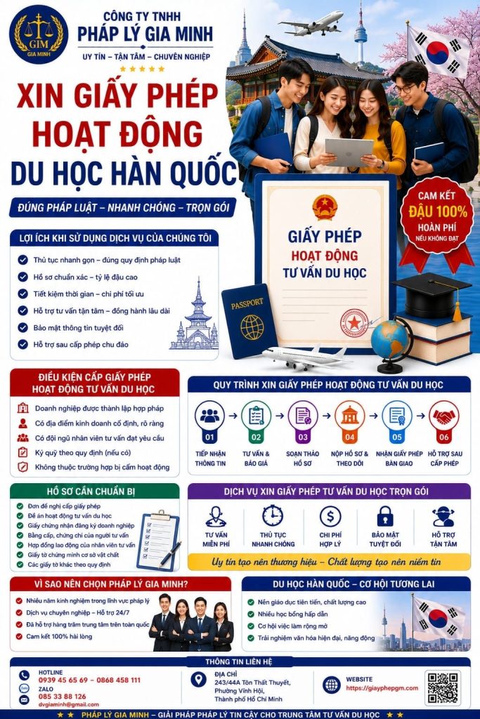 Xin giấy phép hoạt động du học hàn quốc