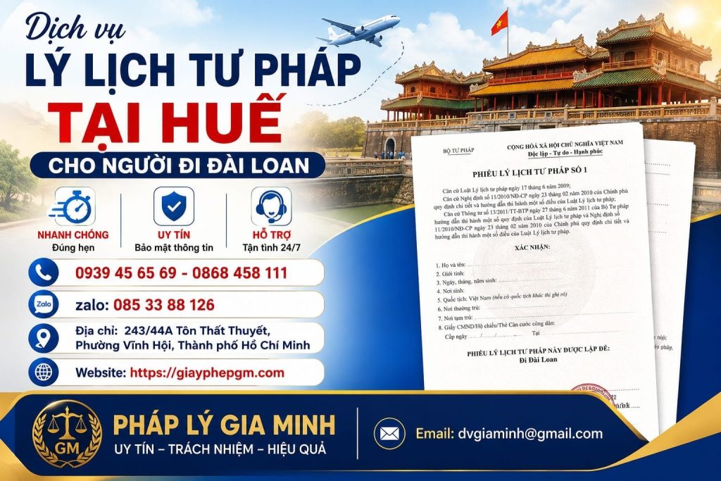 Lý Lịch Tư Pháp Tại Huế Cho Người Đi Đài Loan