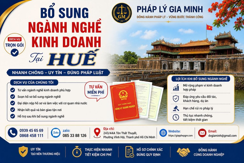 Bổ Sung Ngành Nghề Kinh Doanh Tại Huế