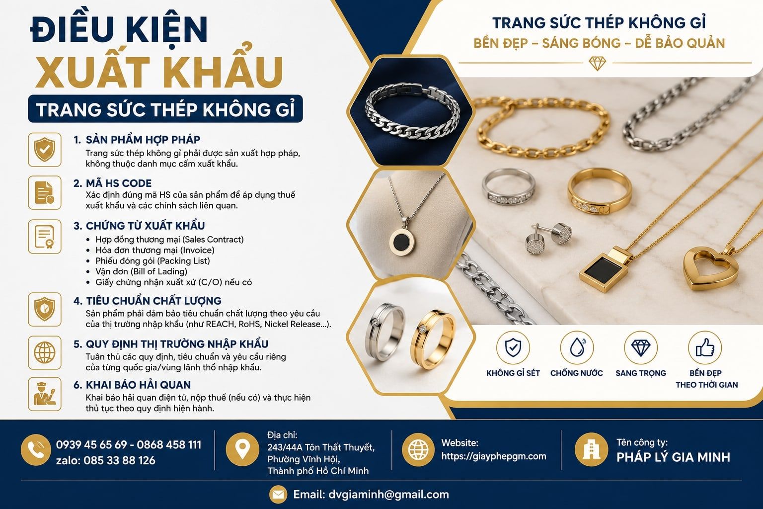 Điều kiện xuất khẩu trang sức thép không gỉ