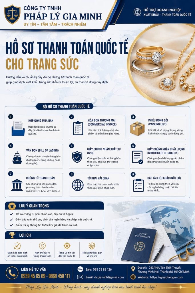 Hồ sơ thanh toán quốc tế cho trang sức