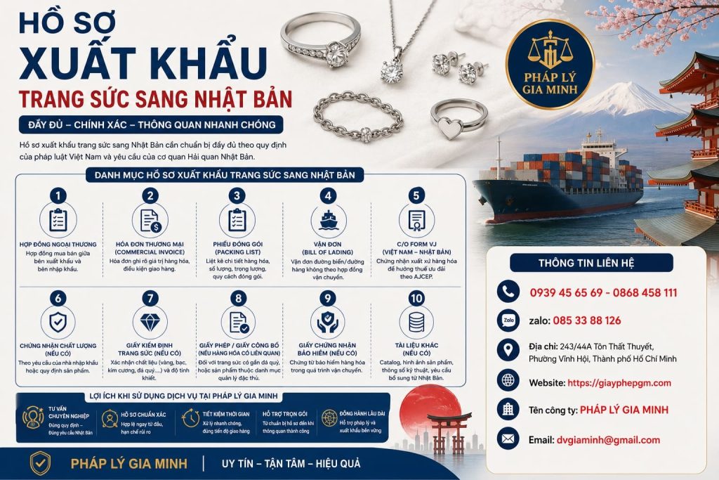Hồ sơ xuất khẩu trang sức sang Nhật Bản