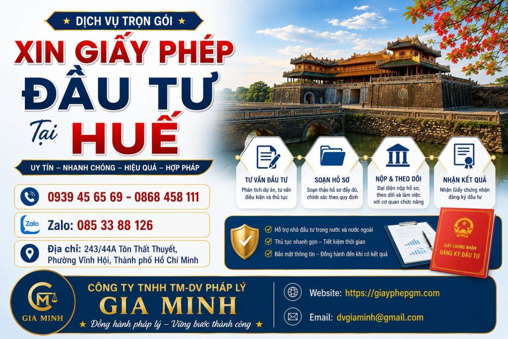 Xin Giấy Phép Đầu Tư Tại Huế