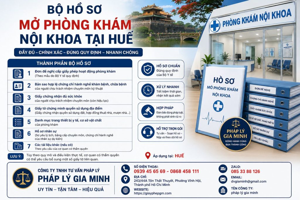 Bộ hồ sơ mở phòng khám nội khoa tại Huế