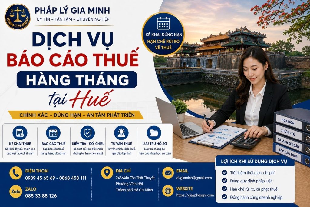 Dịch vụ báo cáo thuế hàng tháng tại Huế