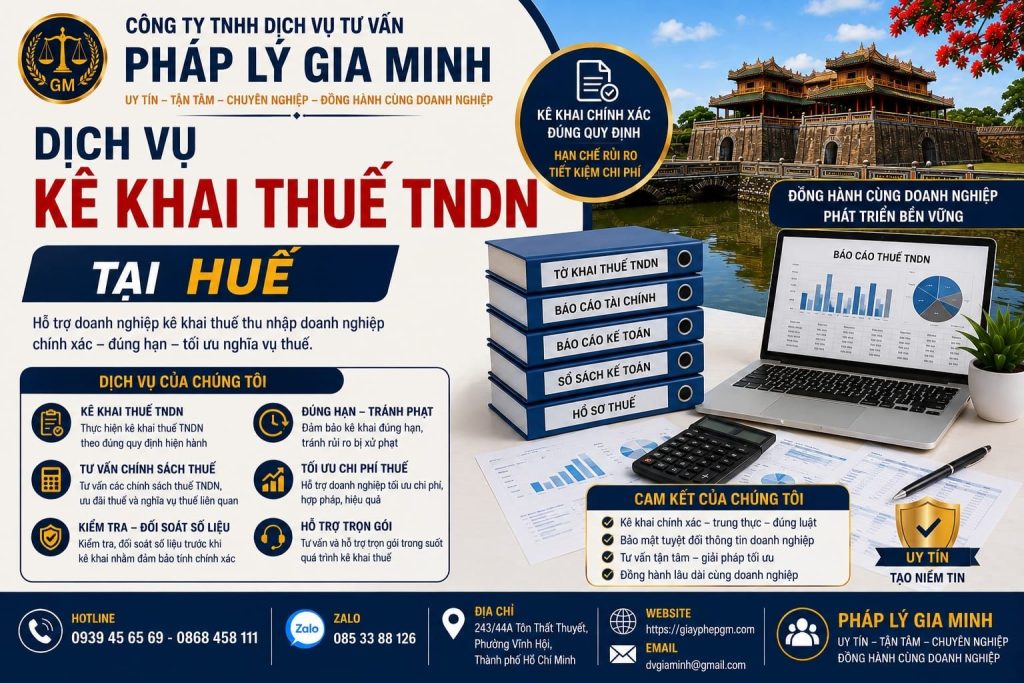 Dịch vụ kê khai thuế TNDN tại Huế