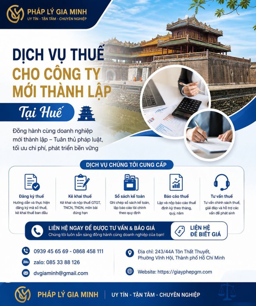 Dịch vụ thuế cho công ty mới thành lập tại Huế