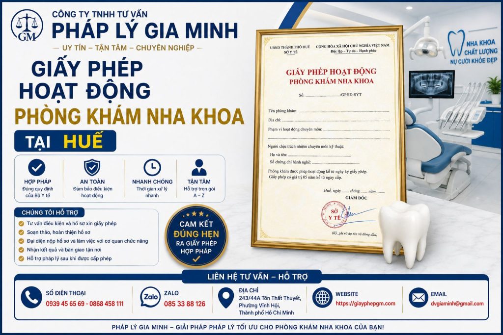 Giấy phép hoạt động phòng khám nha khoa tại Huế