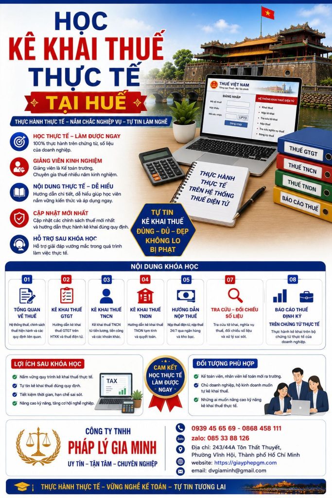 Học kê khai thuế thực tế tại Huế