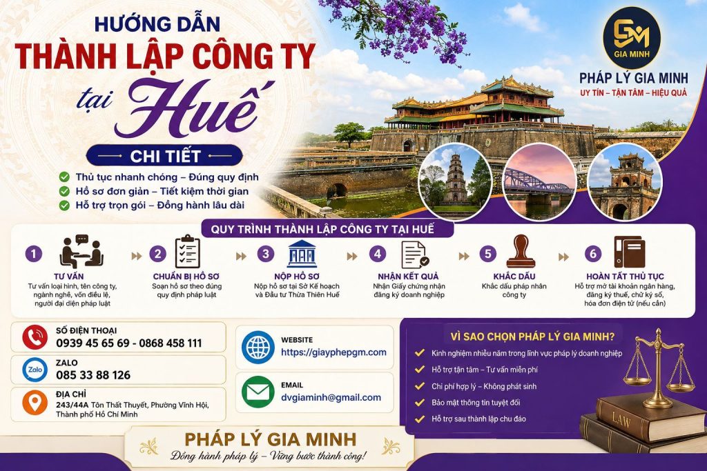 Hướng dẫn thành lập công ty tại Huế chi tiết