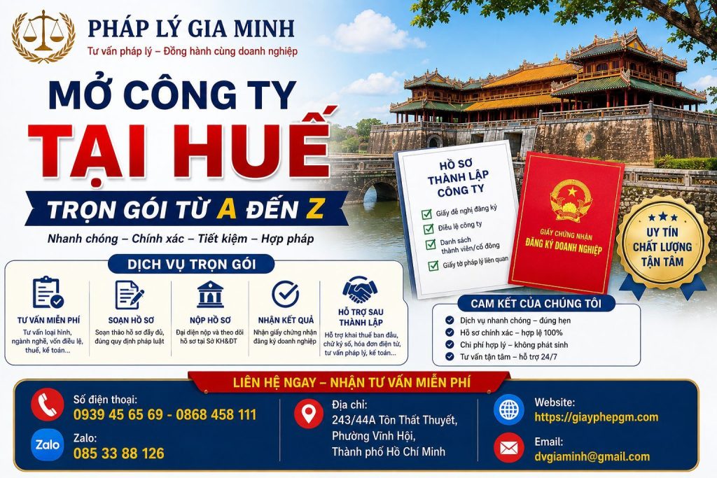 Mở công ty tại Huế trọn gói từ A đến Z