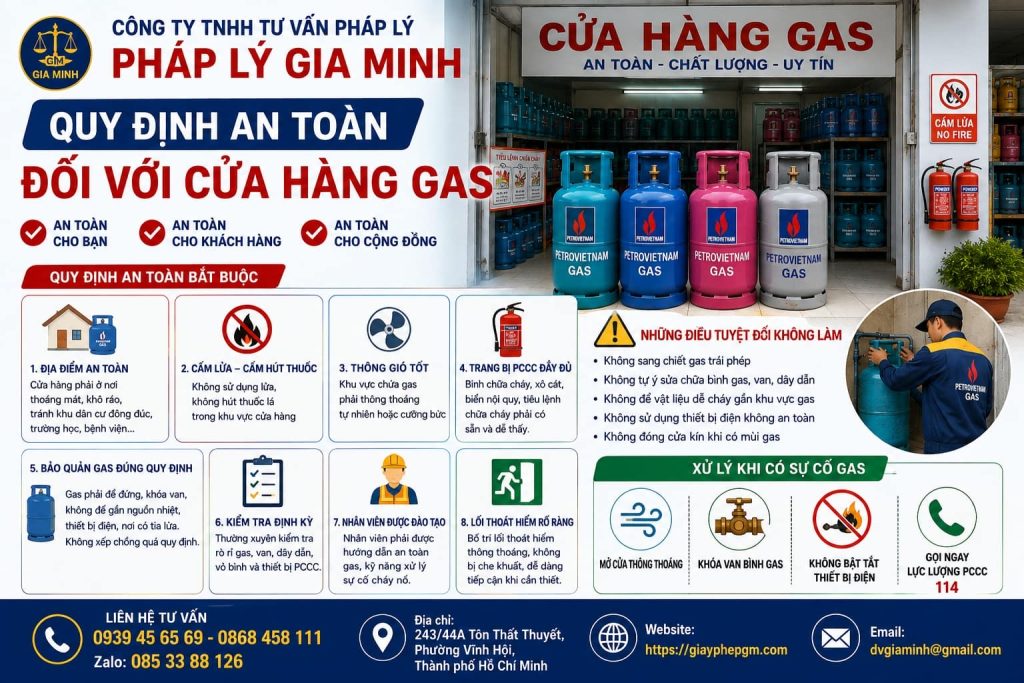 Quy định an toàn đối với cửa hàng gas