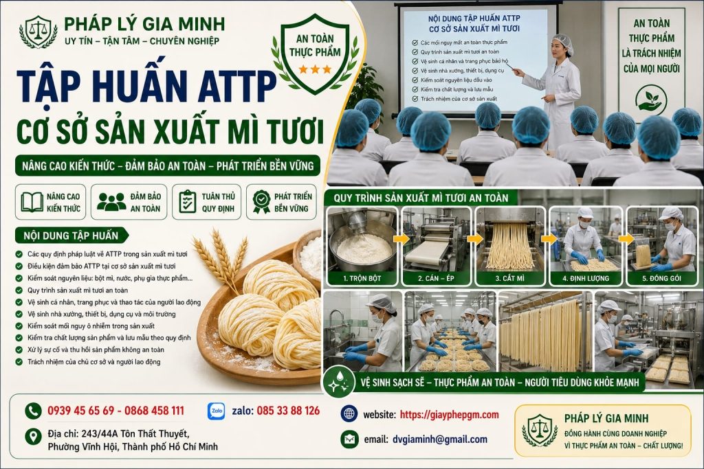 Tập huấn ATTP cơ sở sản xuất mì tươi
