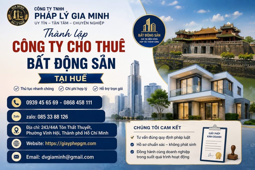 Thành lập công ty cho thuê bất động sản tại Huế