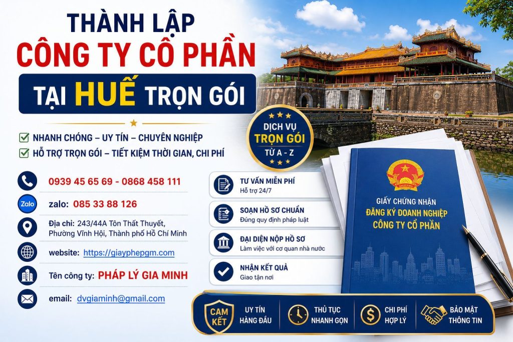 Thành lập công ty cổ phần tại Huế trọn gói