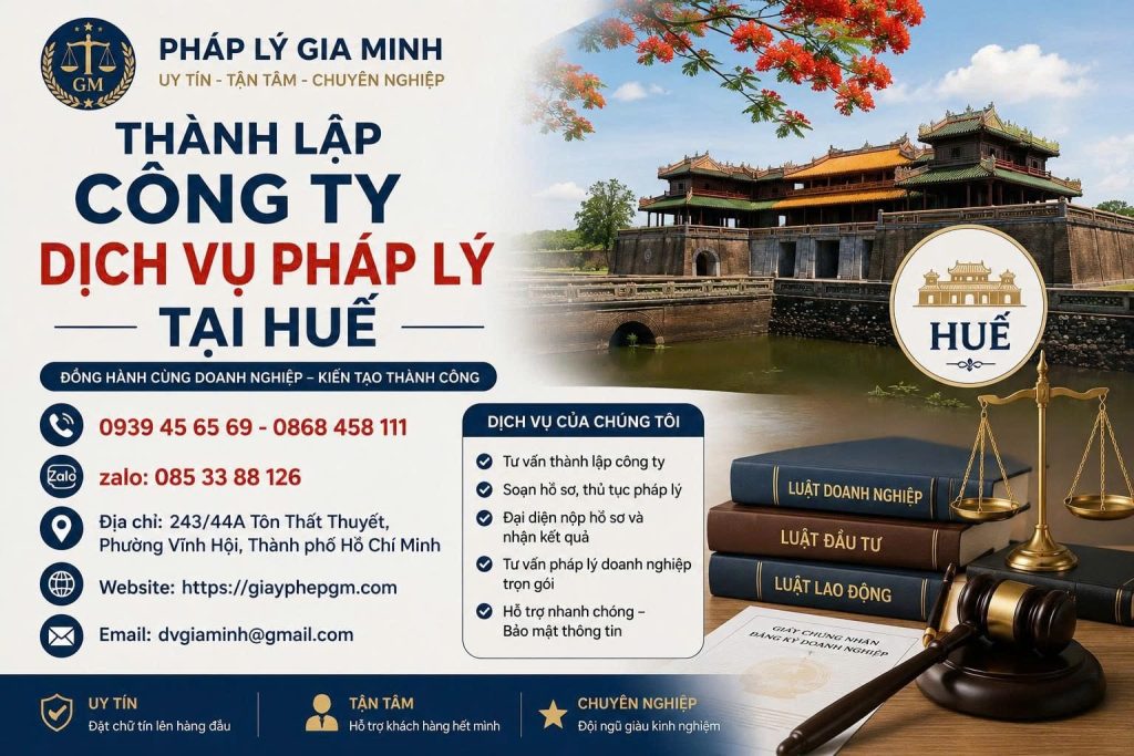 Thành lập công ty dịch vụ pháp lý tại Huế