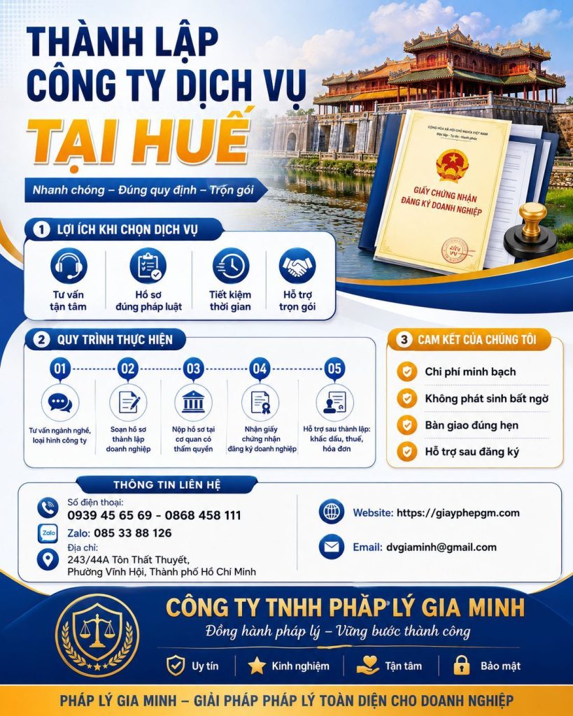 Thành lập công ty dịch vụ tại Huế