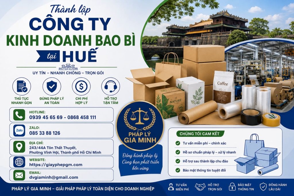 Thành lập công ty kinh doanh bao bì tại Huế