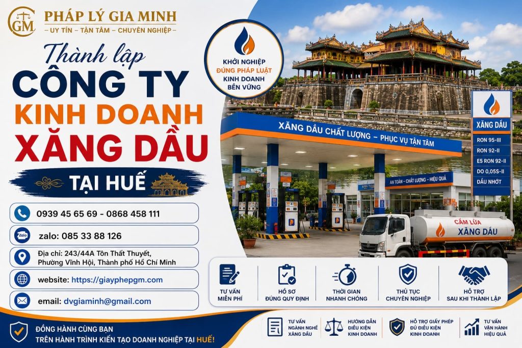 Thành lập công ty kinh doanh xăng dầu tại Huế