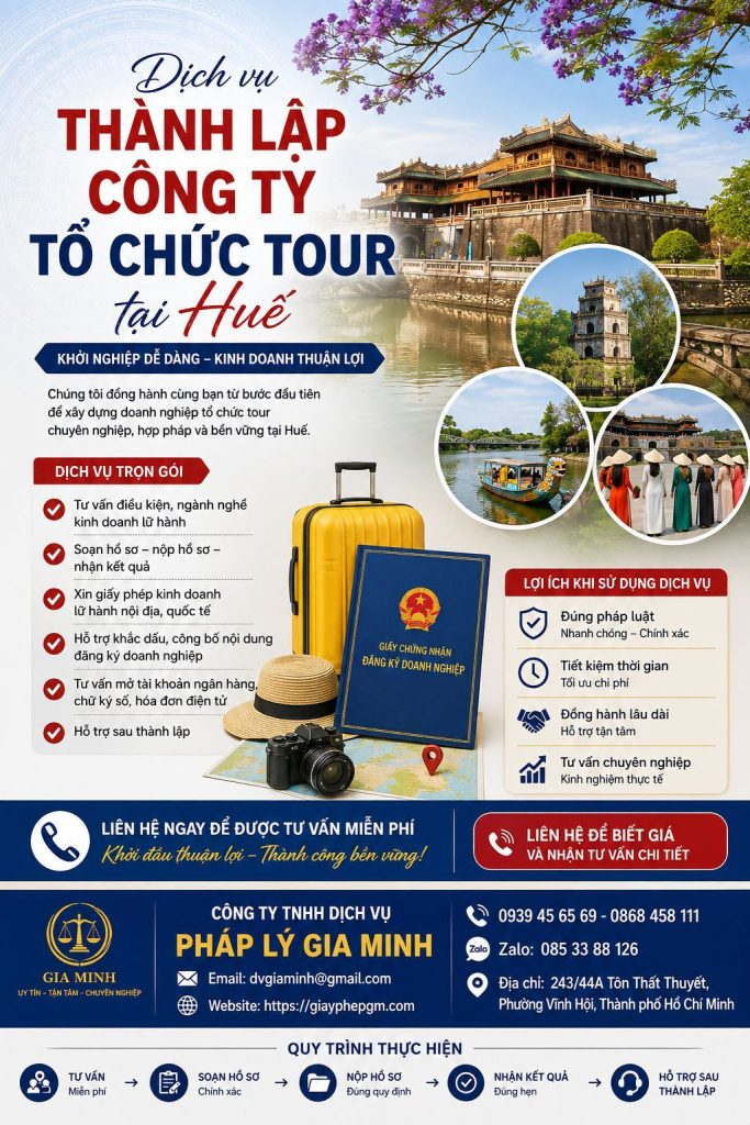 Thành lập công ty tổ chức tour tại Huế