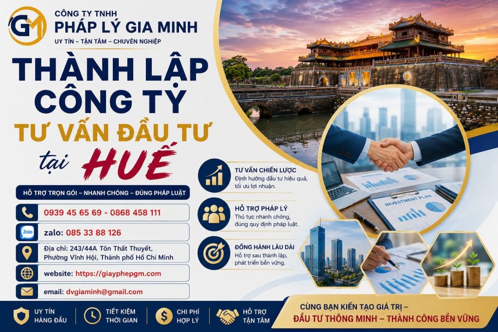 Thành lập công ty tư vấn đầu tư tại Huế