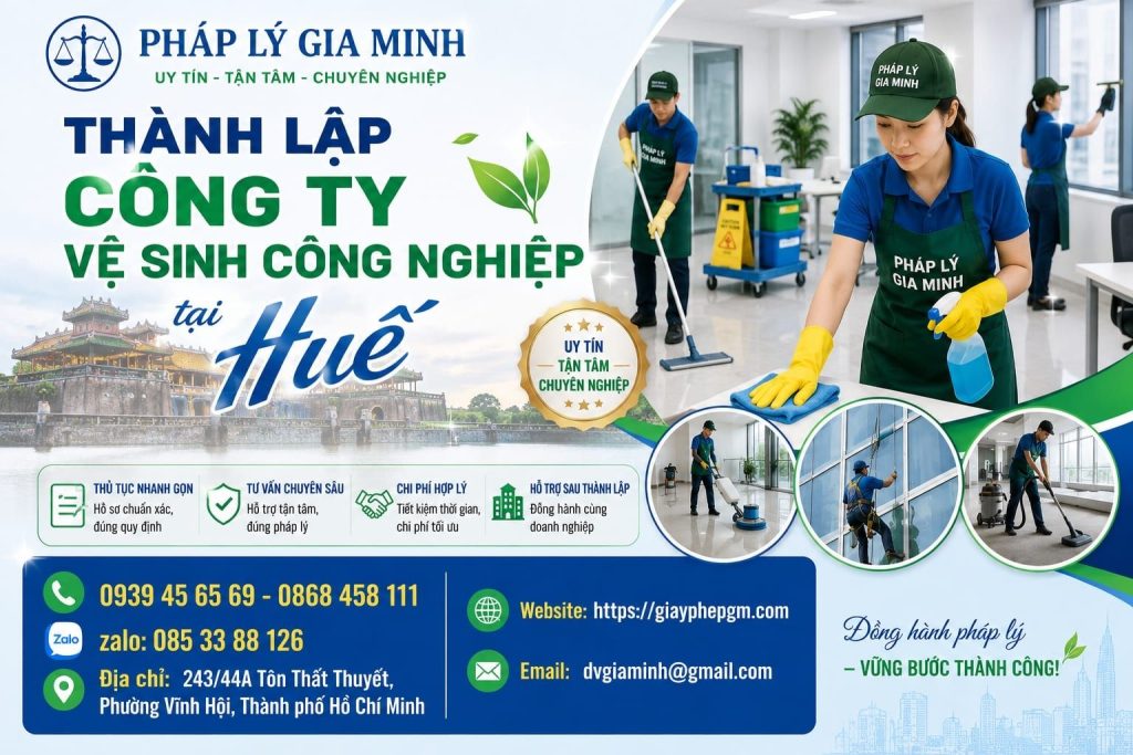 Thành lập công ty vệ sinh công nghiệp tại Huế