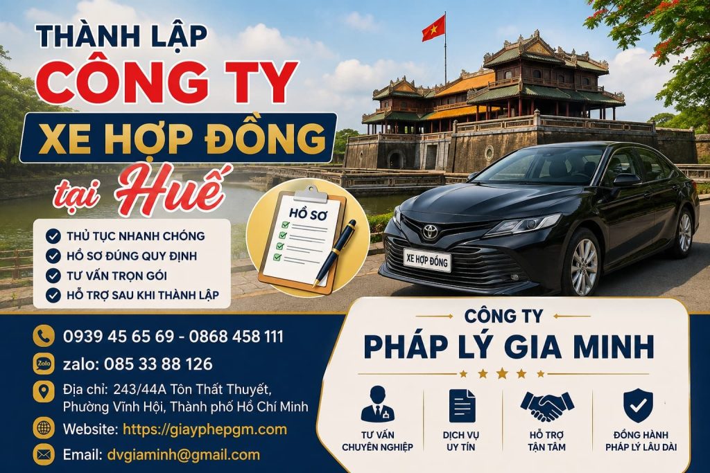 Thành lập công ty xe hợp đồng tại Huế