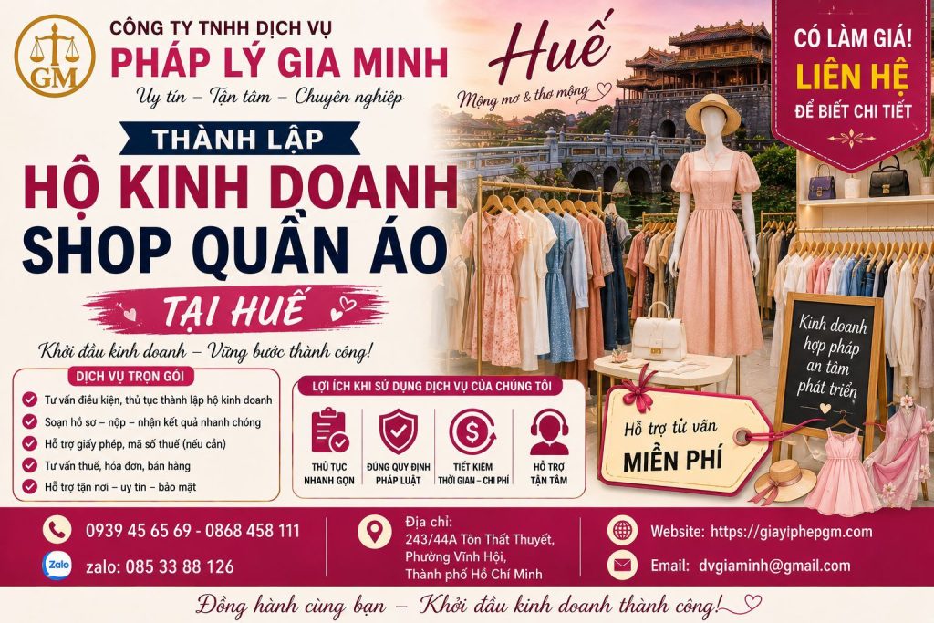 Thành lập hộ kinh doanh shop quần áo tại Huế