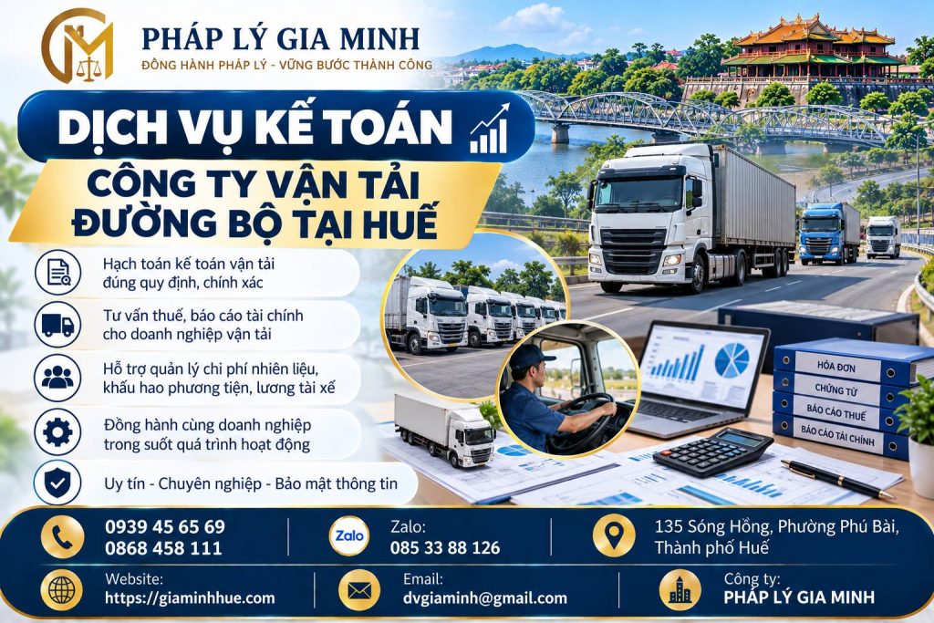 Dịch vụ kế toán công ty vận tải đường bộ tại Huế 1 Dịch vụ kế toán công ty vận tải đường bộ tại Huế
