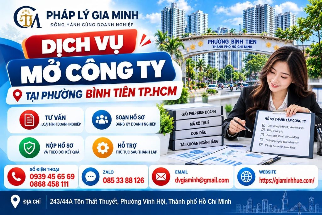 Dịch vụ mở công ty tại phường Bình Tiên TP.HCM