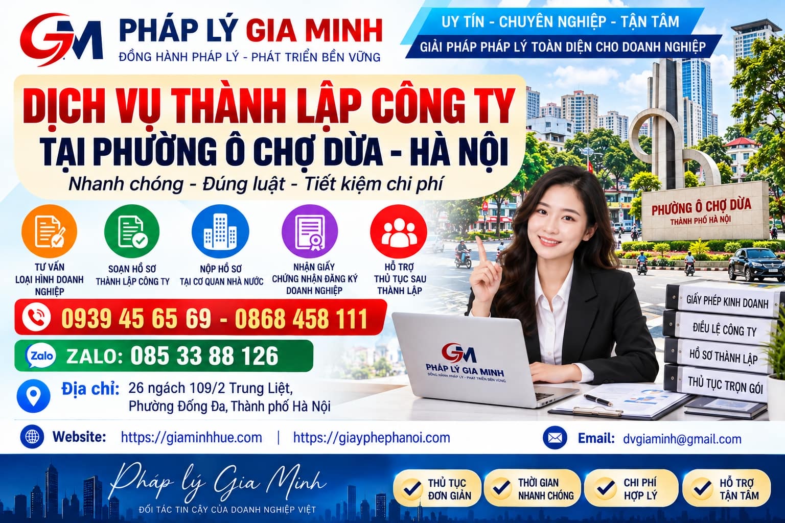Dịch vụ thành lập công ty tại phường Ô Chợ Dừa Hà Nội