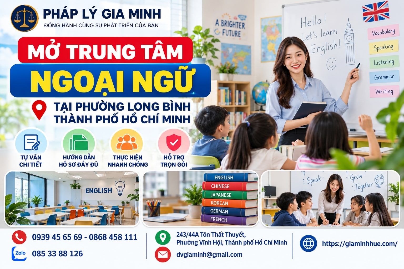 Mở trung tâm ngoại ngữ tại phường Long Bình TPHCM
