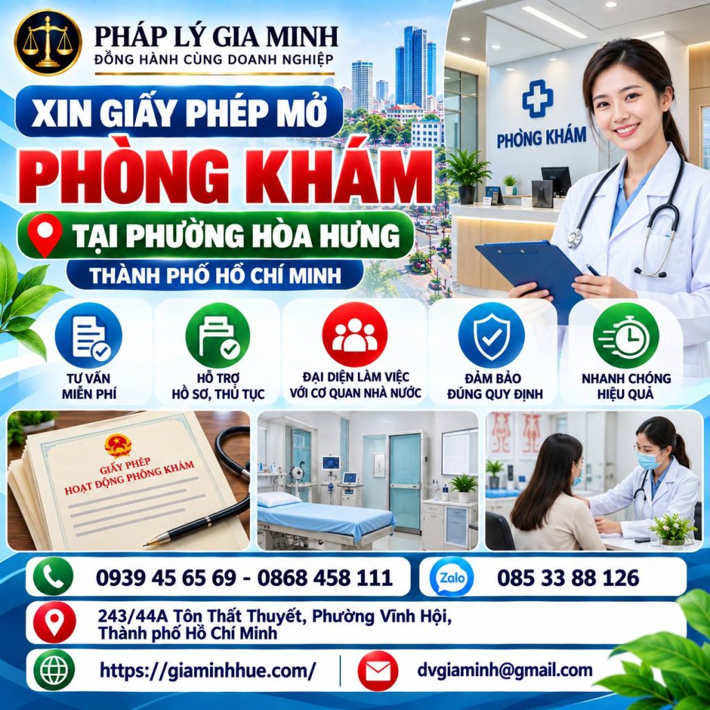 Xin giấy phép mở phòng khám tại phường Hòa Hưng TPHCM