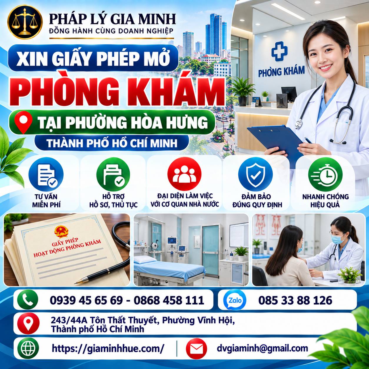 Xin giấy phép mở phòng khám tại phường Hòa Hưng TPHCM